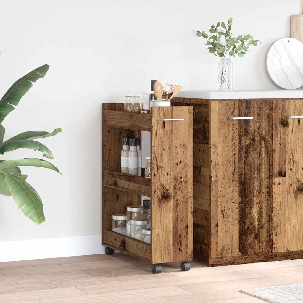 Cabinet mit Rad Altholz 60 x 22 x 79 cm Holzwerkstoff