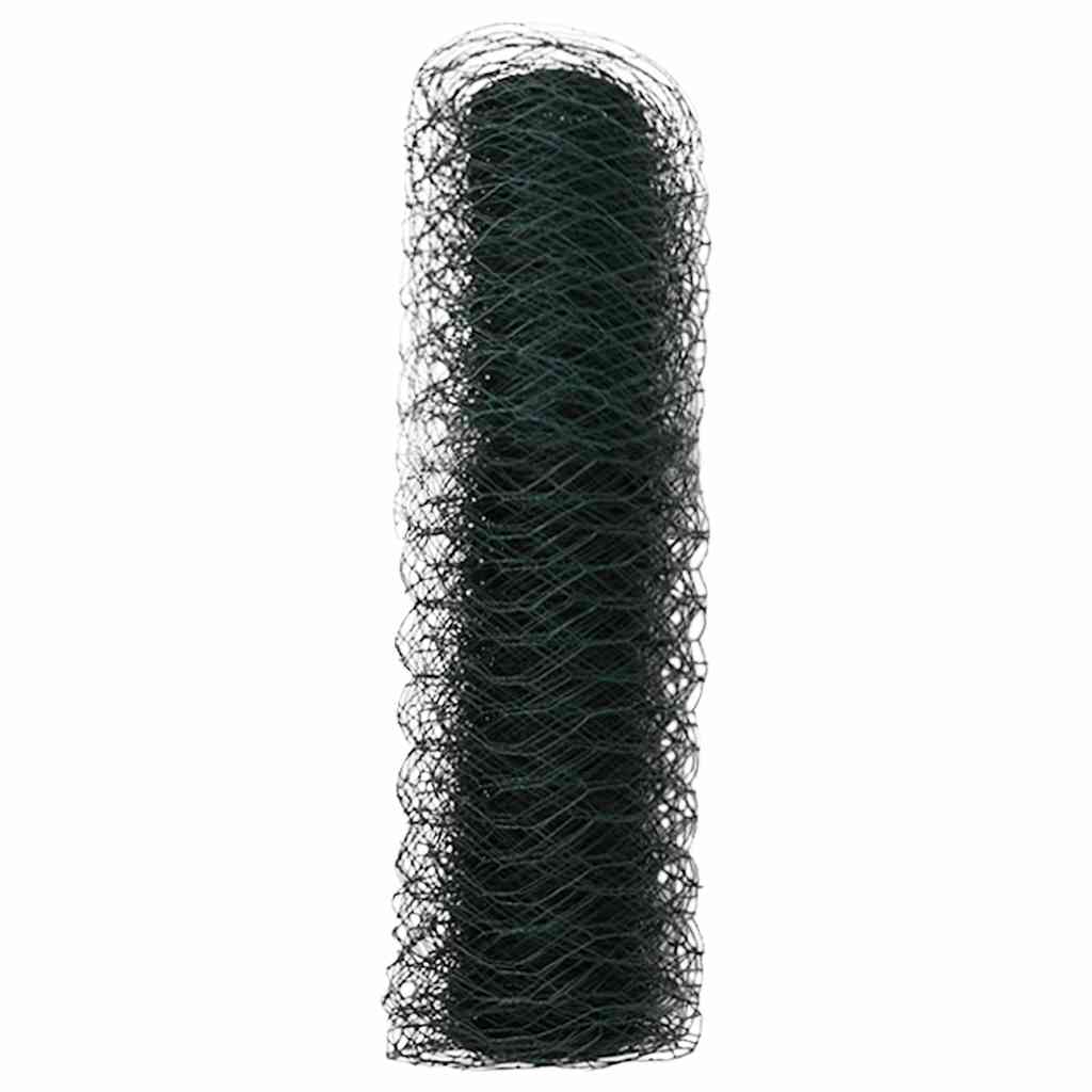 Sechseckgeflechtzaun Grün 0,4 x 10 m Stahl