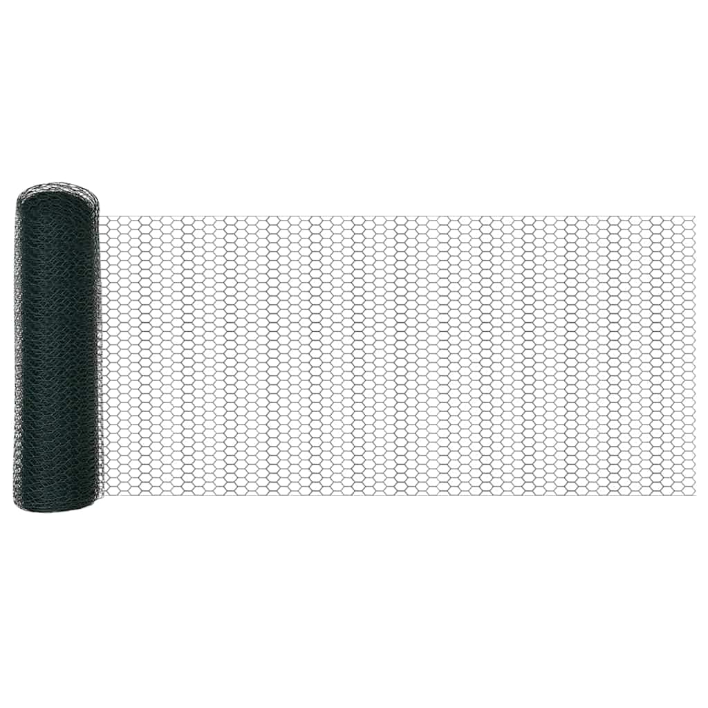 Sechseckgeflechtzaun Grün 0,5 x 10 m Stahl