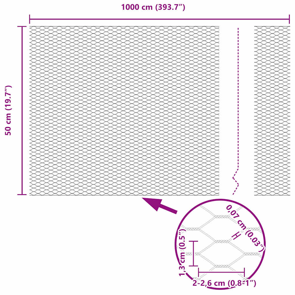 Sechseckgeflechtzaun Grün 0,5 x 10 m Stahl