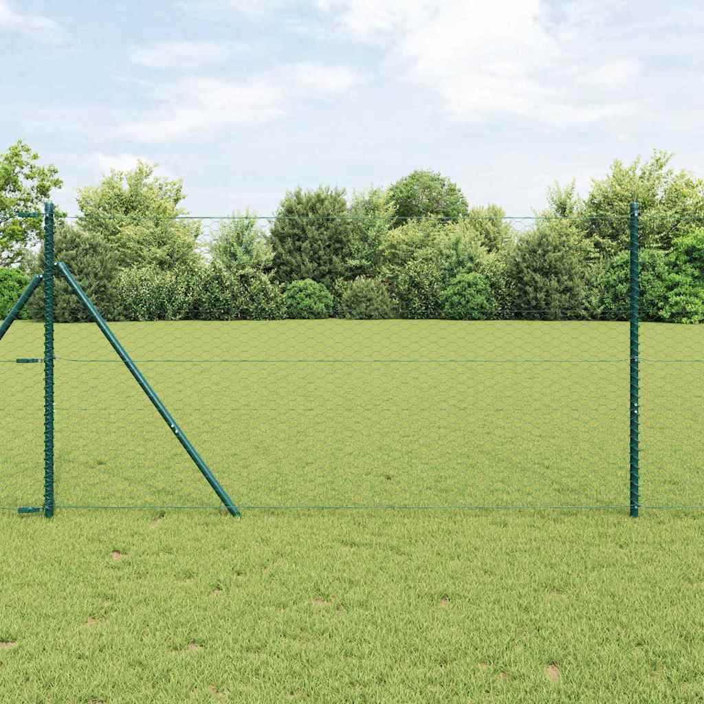 Sechseckgeflechtzaun Grün 1 x 10 m Stahl