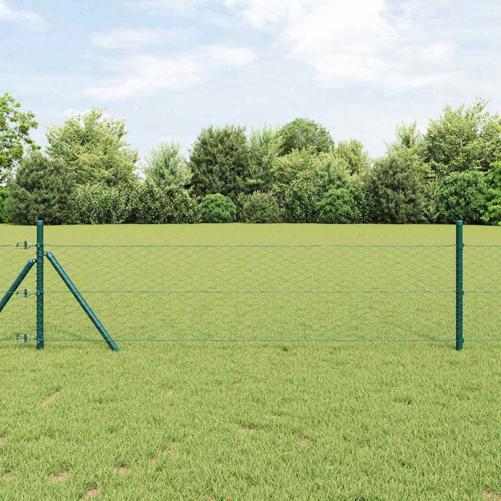Sechseckgeflechtzaun Grün 0,4 x 25 m Stahl
