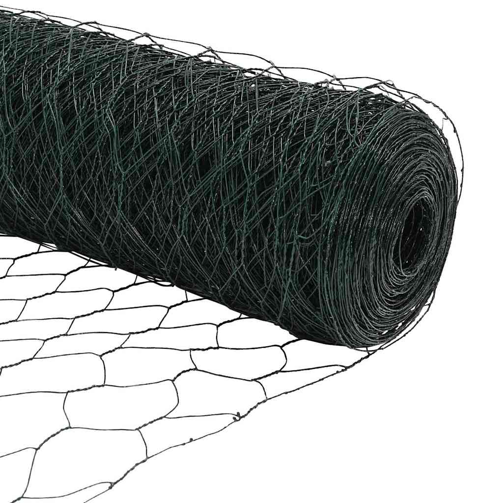 Sechseckgeflechtzaun Grün 0,6 x 25 m Stahl