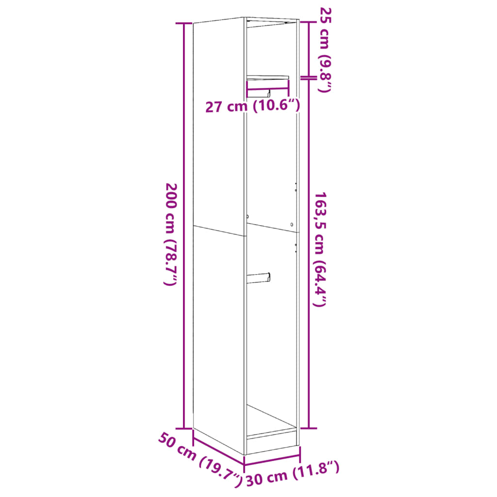 Kleiderschrank Schwarze Eiche 30 x 50 x 200 cm Holzwerkstoff