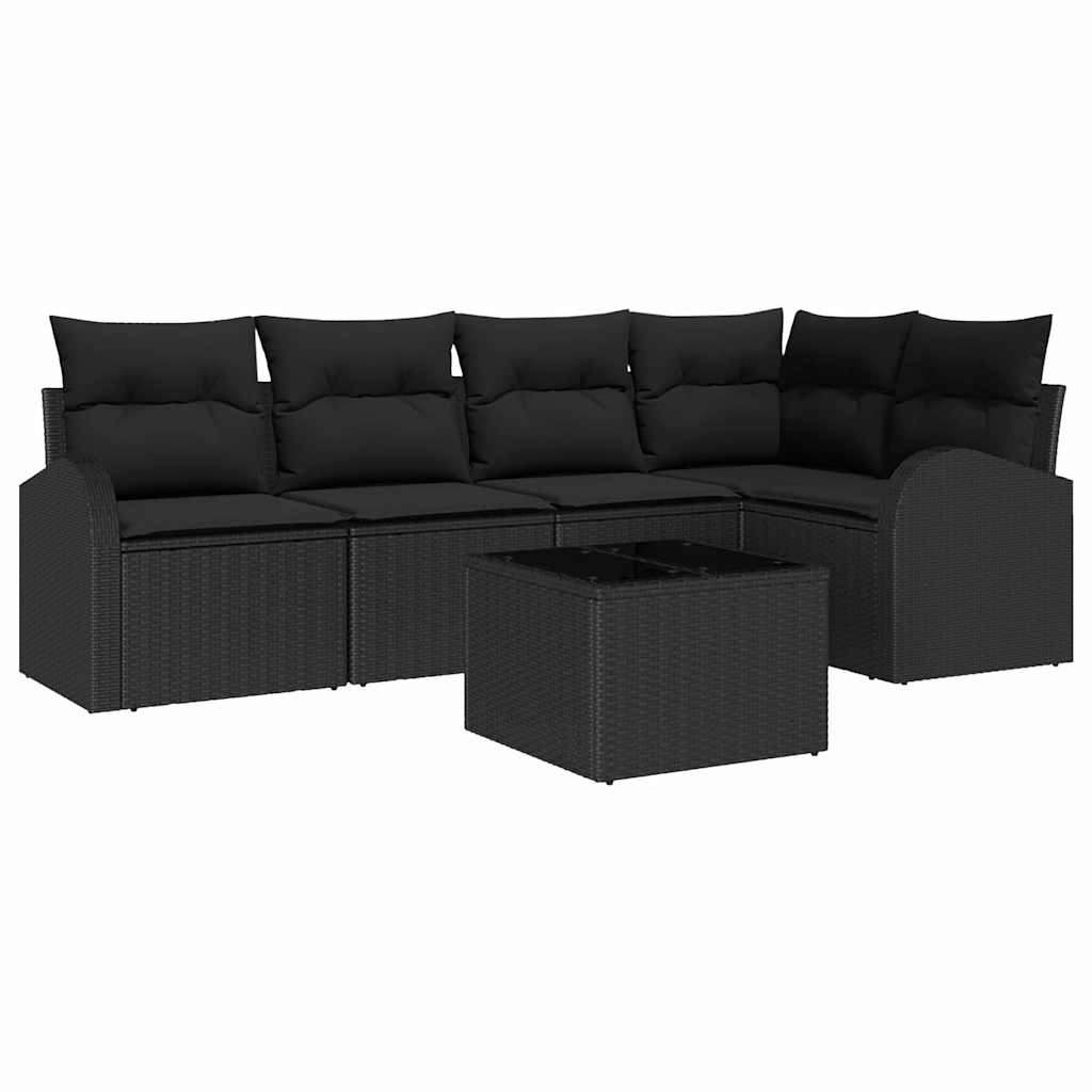 6-piece garden sofa set with cushions beige poly rattan