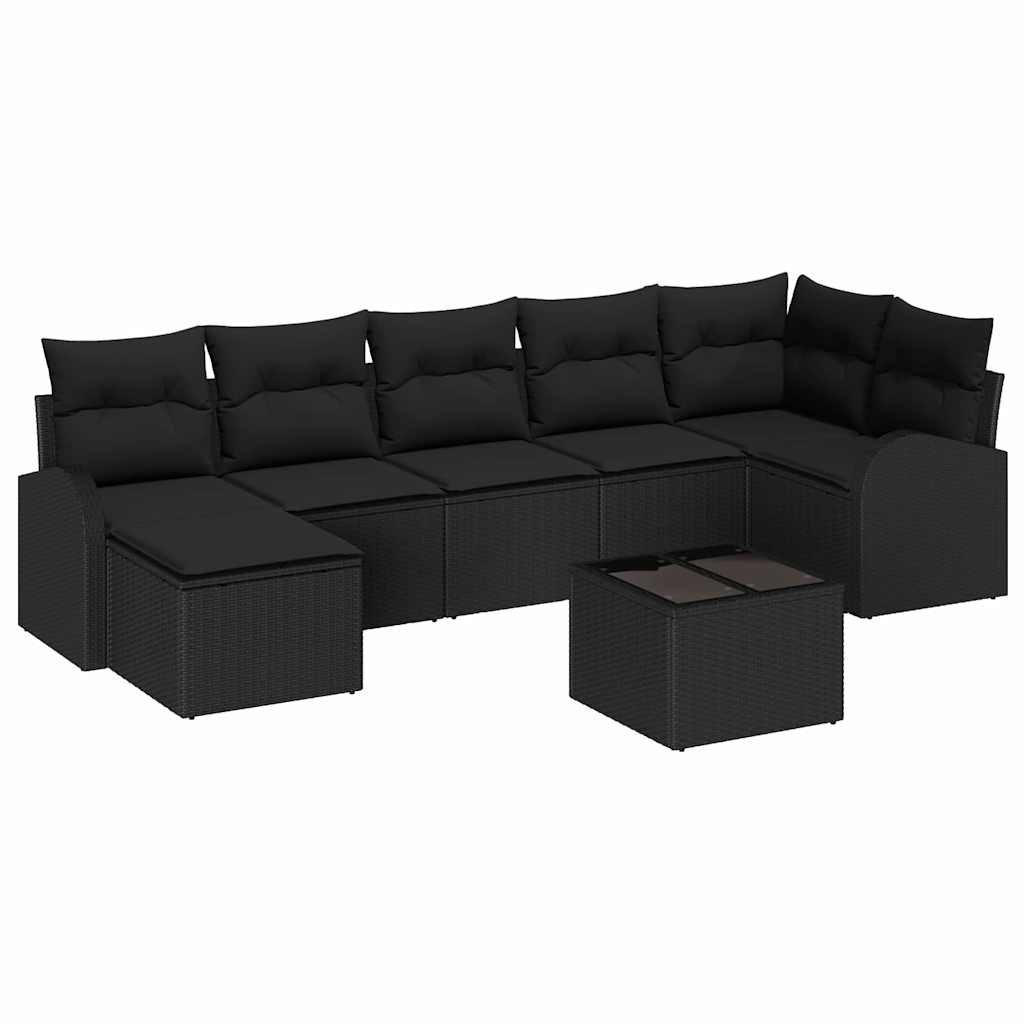 8-piece garden sofa set with cushions beige poly rattan