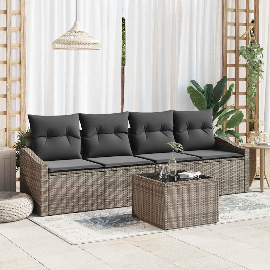 Garten-Sofa-Set mit Kissen 5 pcs Grau 55 x 55 x 37 cm