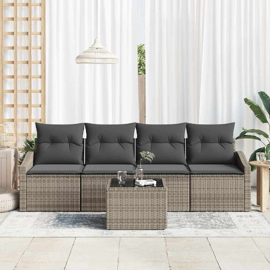 Garten-Sofa-Set mit Kissen 5 pcs Grau 55 x 55 x 37 cm