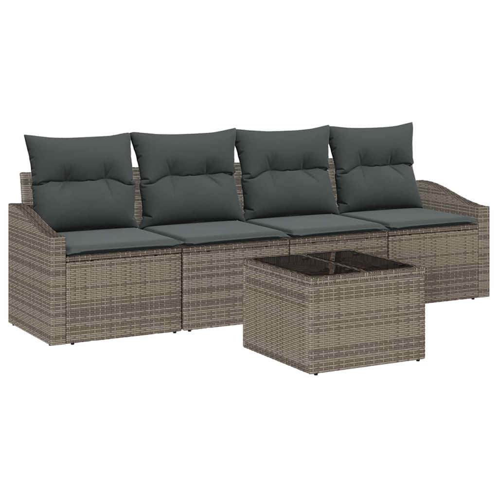 Garten-Sofa-Set mit Kissen 5 pcs Grau 55 x 55 x 37 cm
