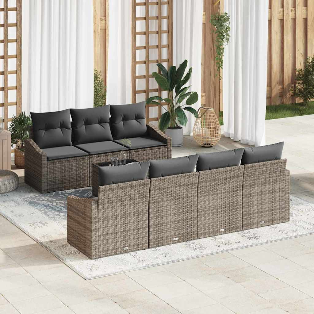 Garten-Sofa-Set mit Kissen 8 pcs Grau 55 x 55 x 37 cm