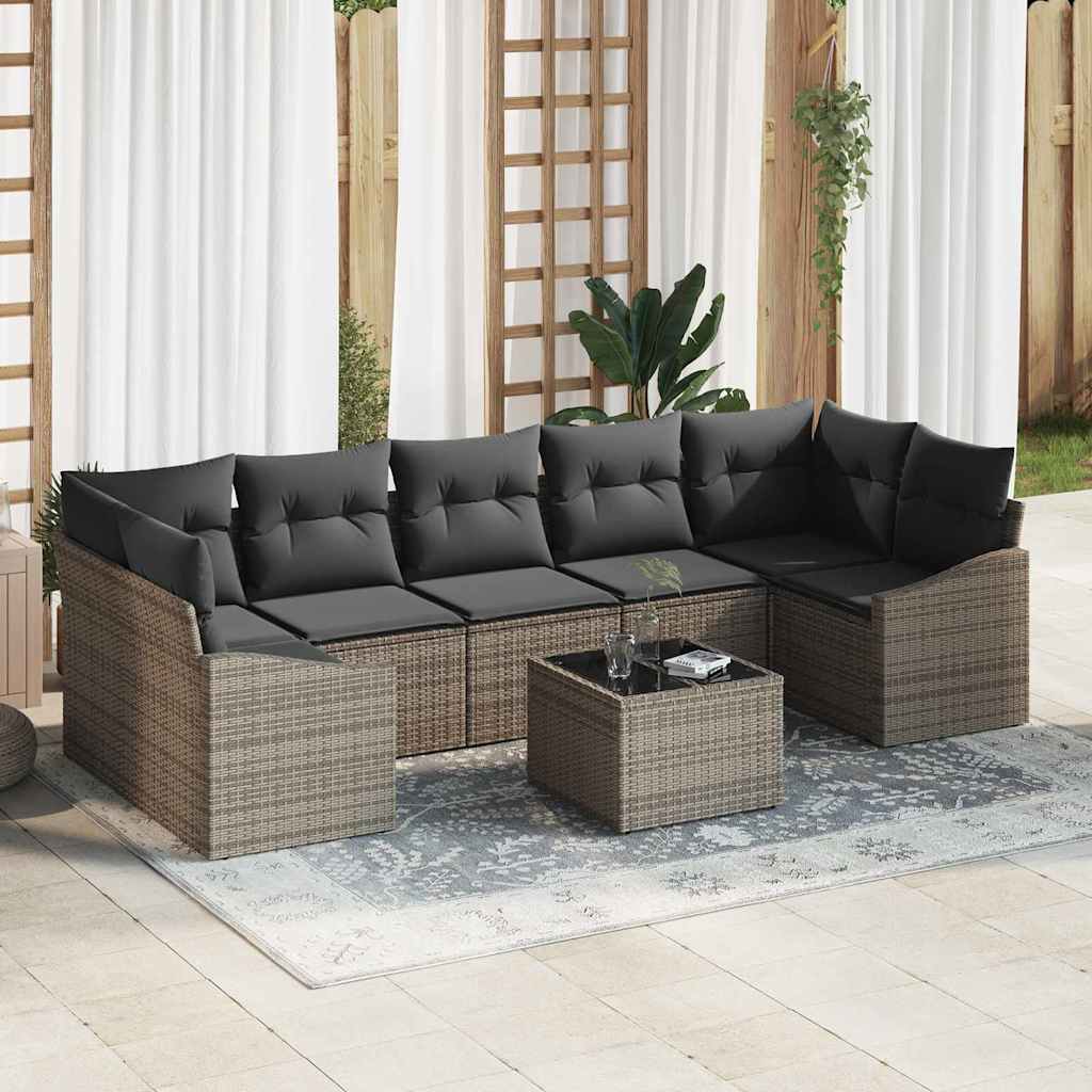 Garten-Sofa-Set mit Kissen 8 pcs Grau 55 x 55 x 37 cm