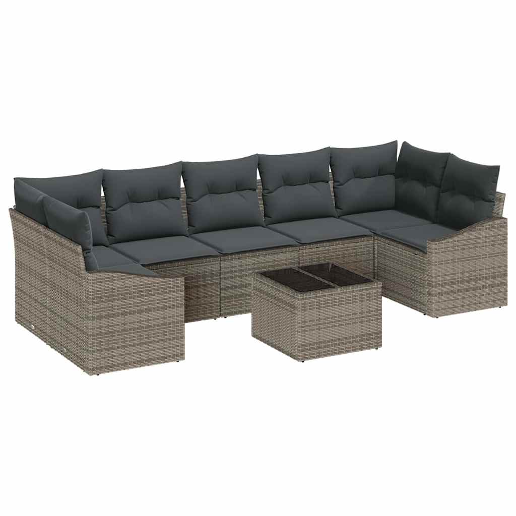 Garten-Sofa-Set mit Kissen 8 pcs Grau 55 x 55 x 37 cm