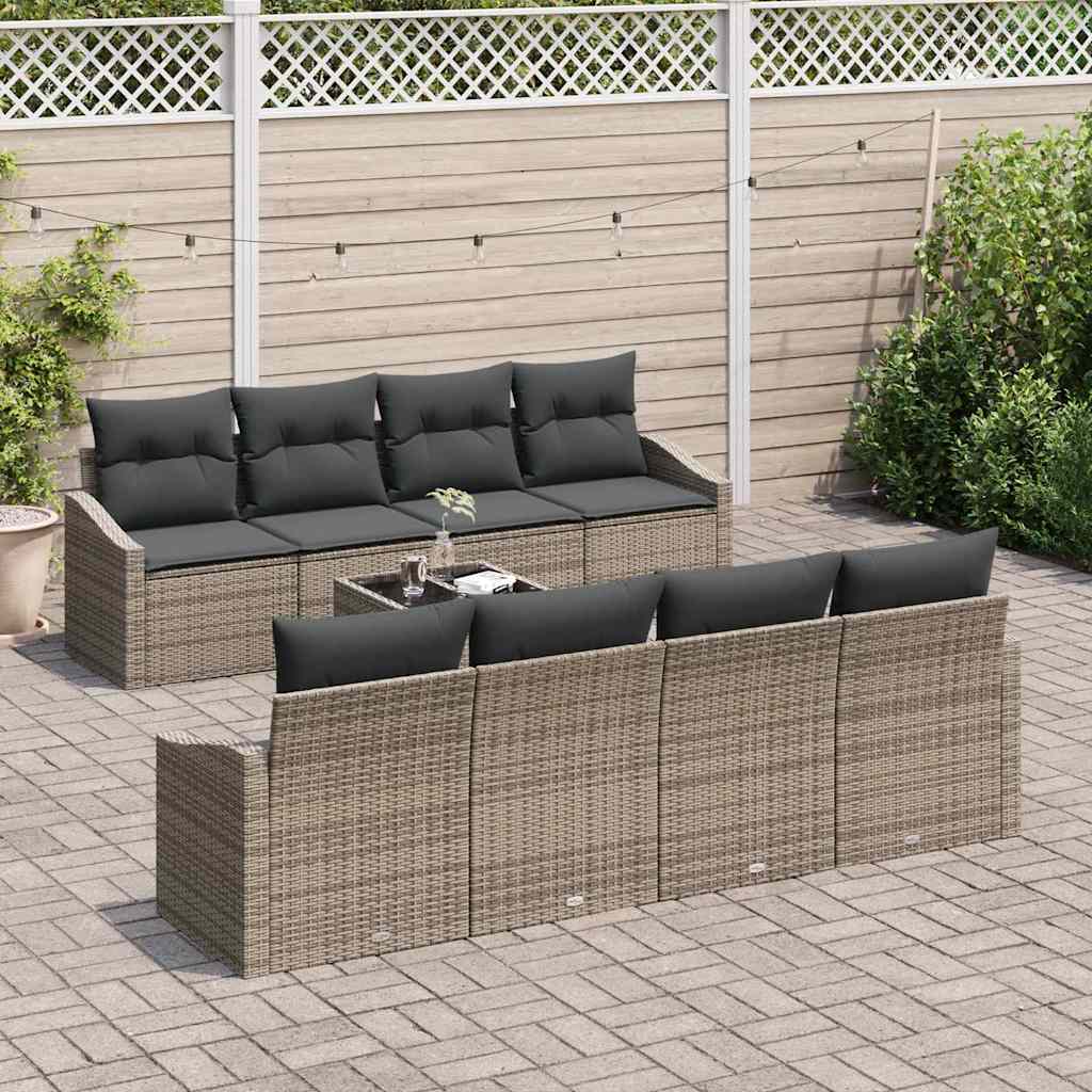 Garten-Sofa-Set mit Kissen 9 pcs Grau 55 x 55 x 37 cm