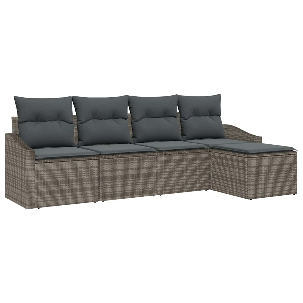 Garten-Sofa-Set 5 pcs Grau Poly Rattan