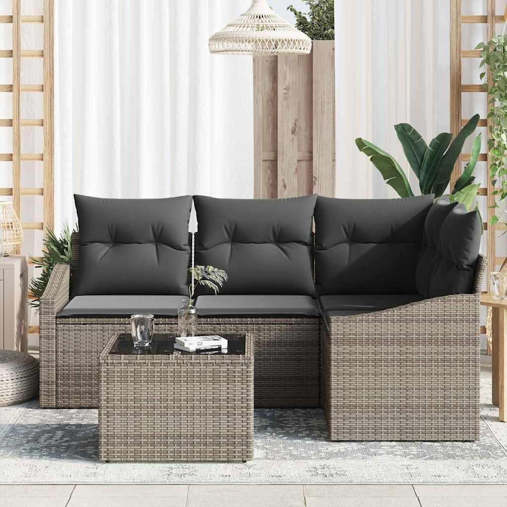 Garten-Sofa-Set 5 pcs Grau Poly Rattan