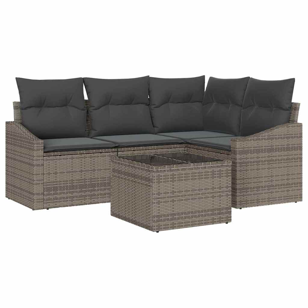 4-piece garden sofa set with cushions black poly rattan