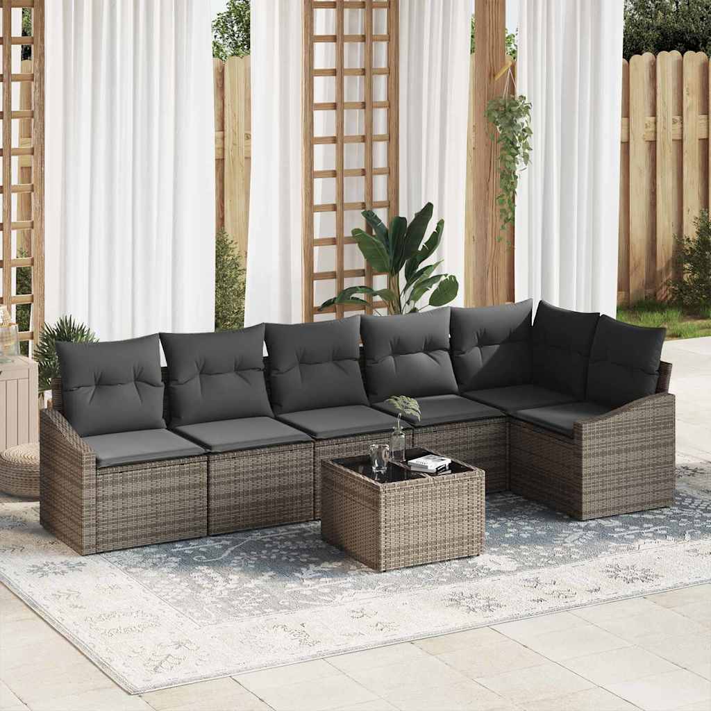 6-piece garden sofa set with cushions black poly rattan