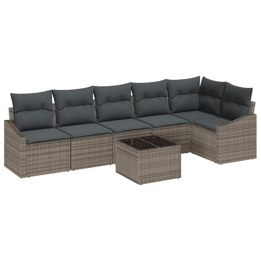 6-piece garden sofa set with cushions black poly rattan