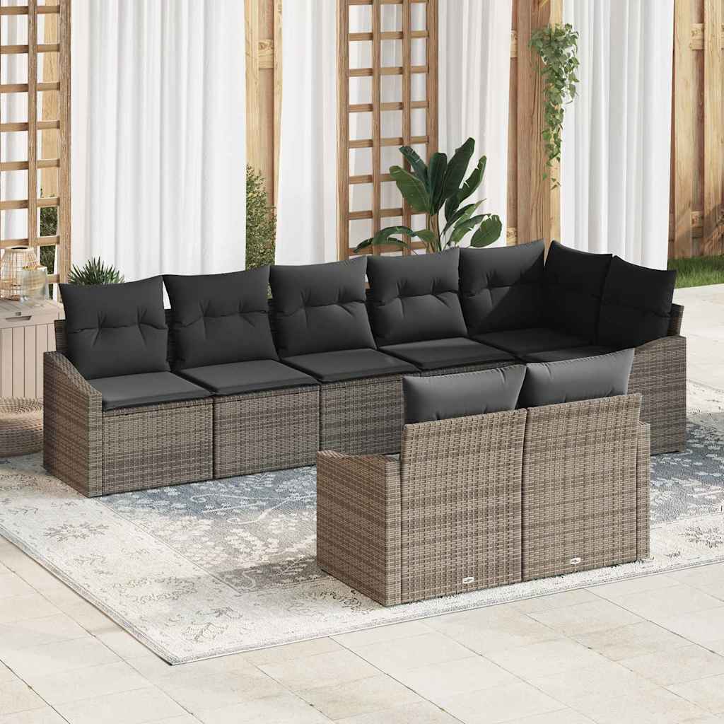 Garten-Sofa-Set 8 pcs Grau Poly Rattan