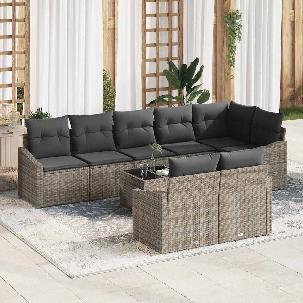 Garten-Sofa-Set 9 pcs Grau Poly Rattan