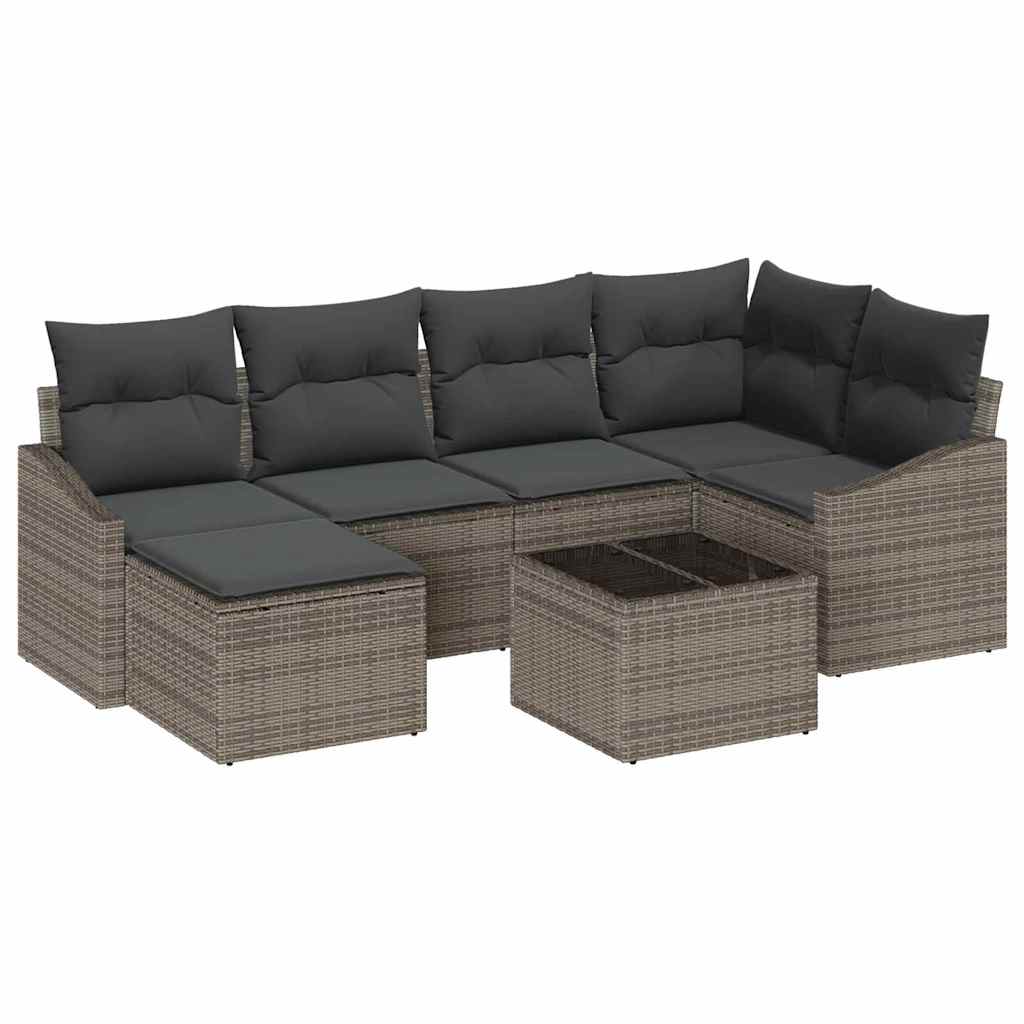 6-piece garden sofa set with cushions black poly rattan