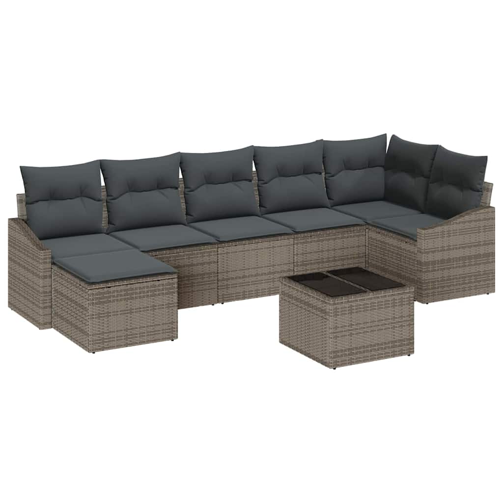 7-piece garden sofa set with cushions black poly rattan