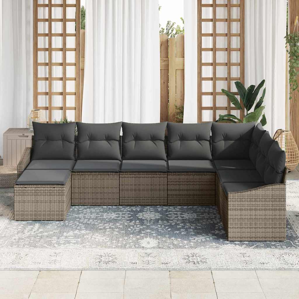 Garten-Sofa-Set 8 pcs Grau Poly Rattan