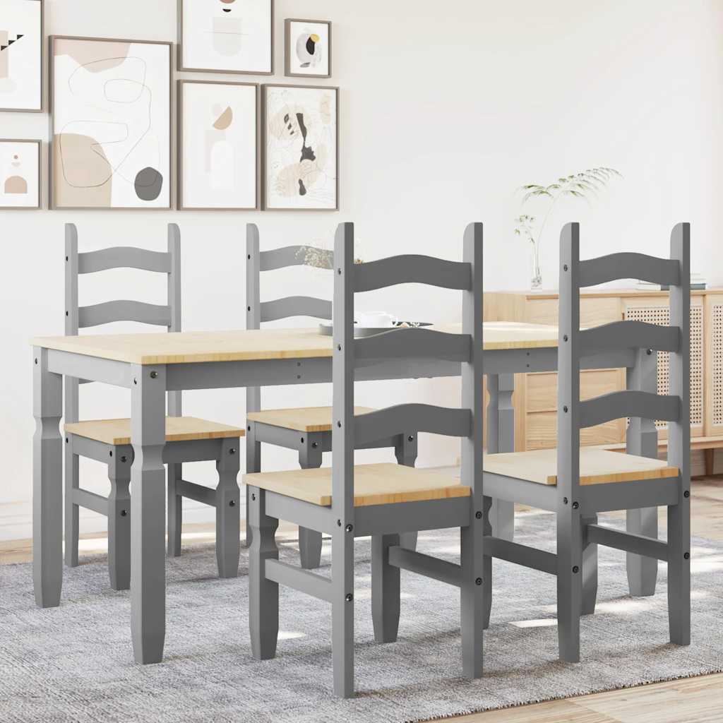 5-tlg. Essgruppe Panama Grau Massivholz Kiefer