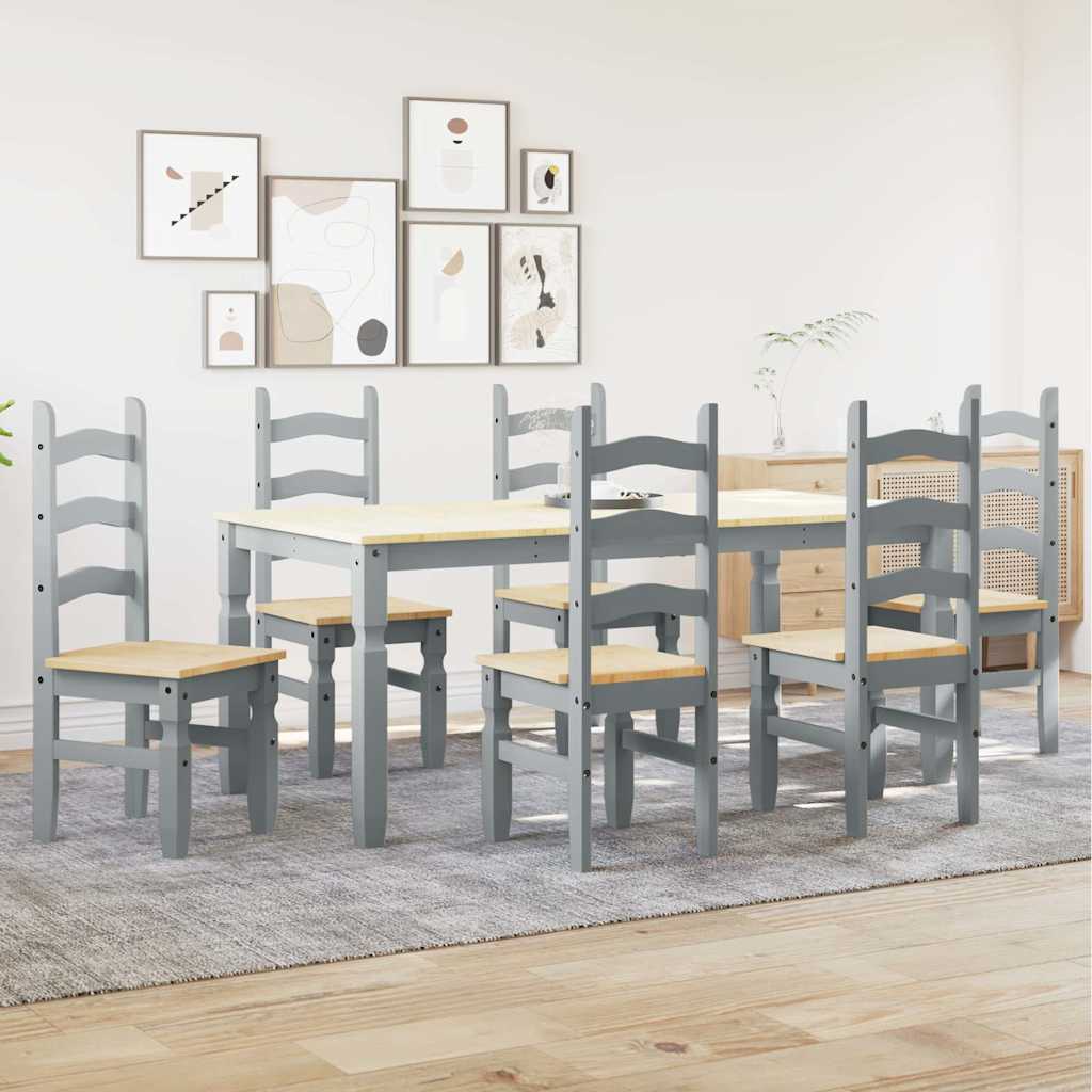 7-tlg. Essgruppe Panama Grau Massivholz Kiefer