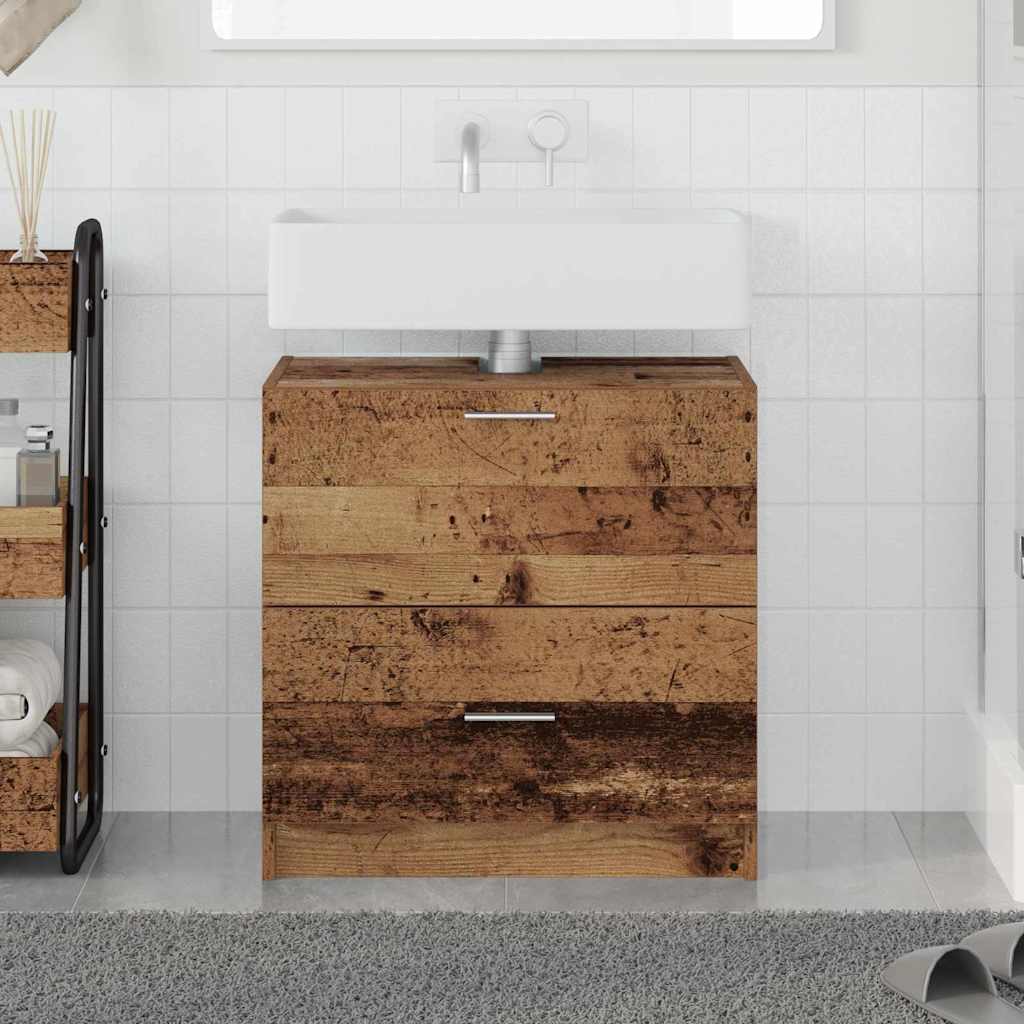 Waschtischschrank mit Tür Altholz 59 x 37 x 59 cm Holzwerkstoff
