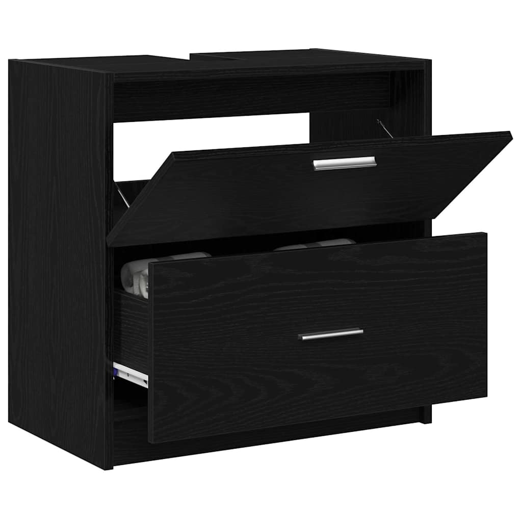 Waschtischschrank Schwarze Eiche 59 x 37 x 59 cm Holzwerkstoff