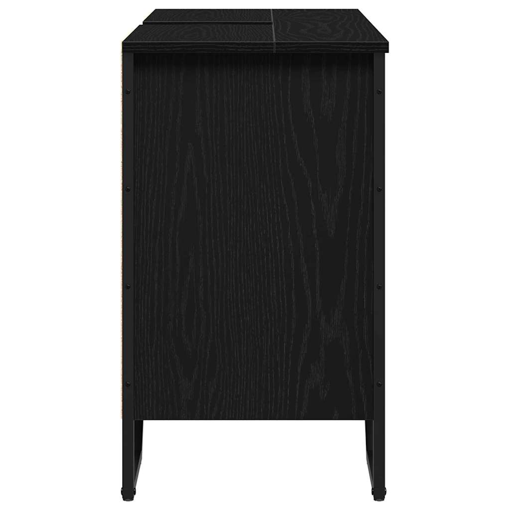Waschbeckenunterschrank mit Tür Schwarze Eiche 91 x 35 x 60 cm