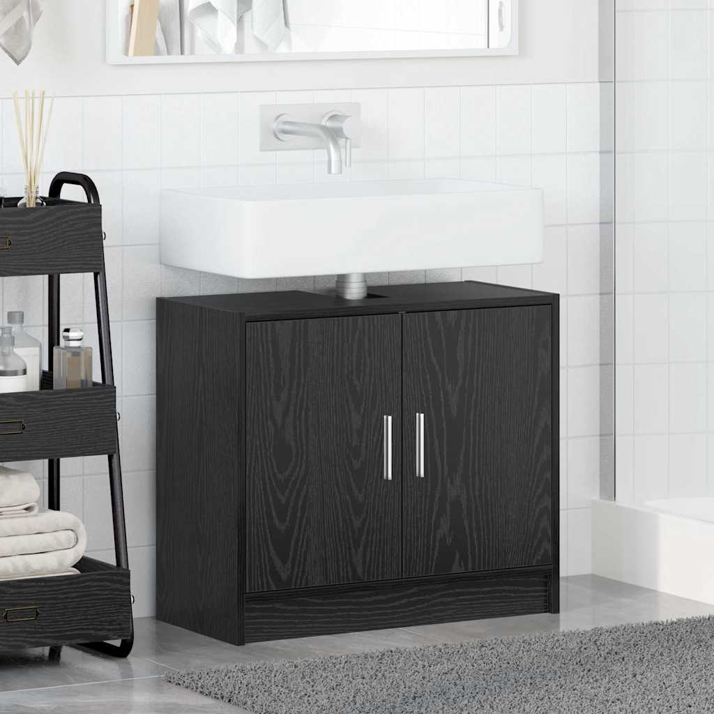 Waschbecken-Schrank mit Speicher Schwarze Eiche 63 x 29 x 55 cm