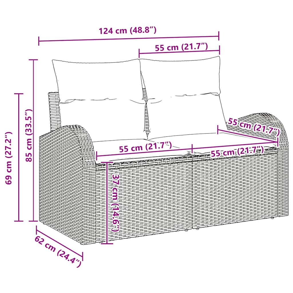 Garten-Sofa-Set 5 pcs Schwarz Poly Rattan