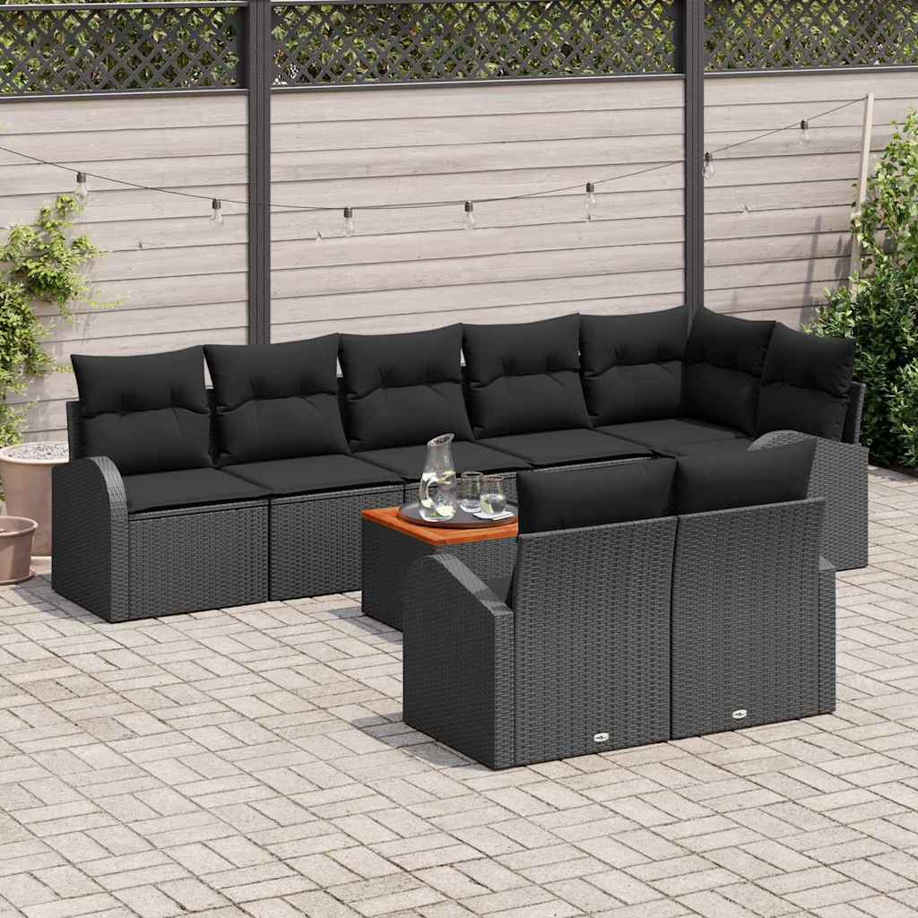 Garten-Sofa-Set 9 pcs Schwarz Poly Rattan
