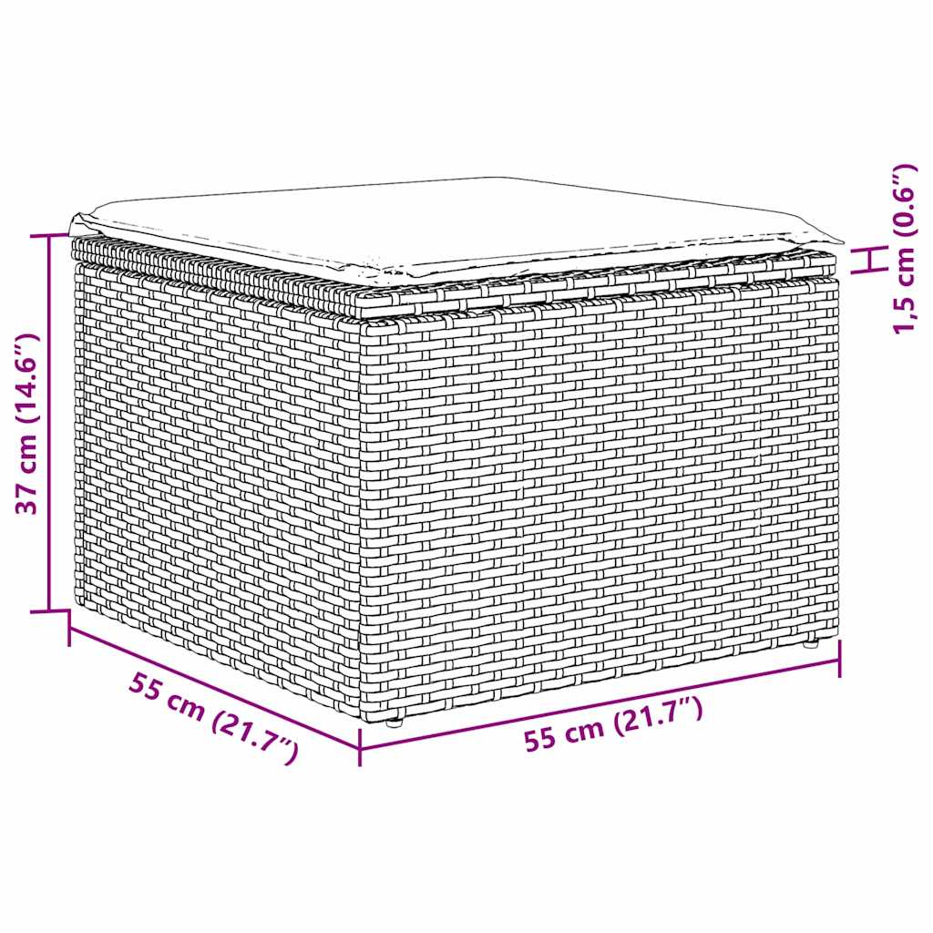 Garten-Sofa-Set 7 pcs Schwarz Poly Rattan