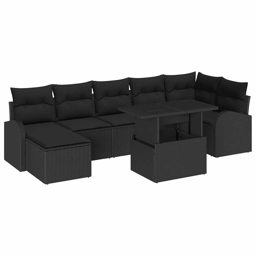 Garten-Sofa-Set mit Kissen 8 pcs Schwarz