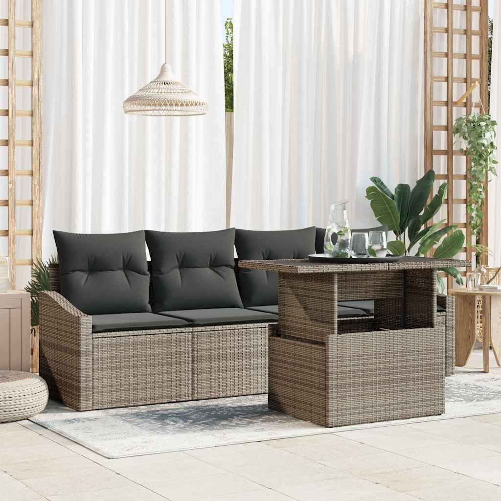 Garten-Sofa-Set mit Kissen 5 pcs Grau 100 x 55 x 73 cm