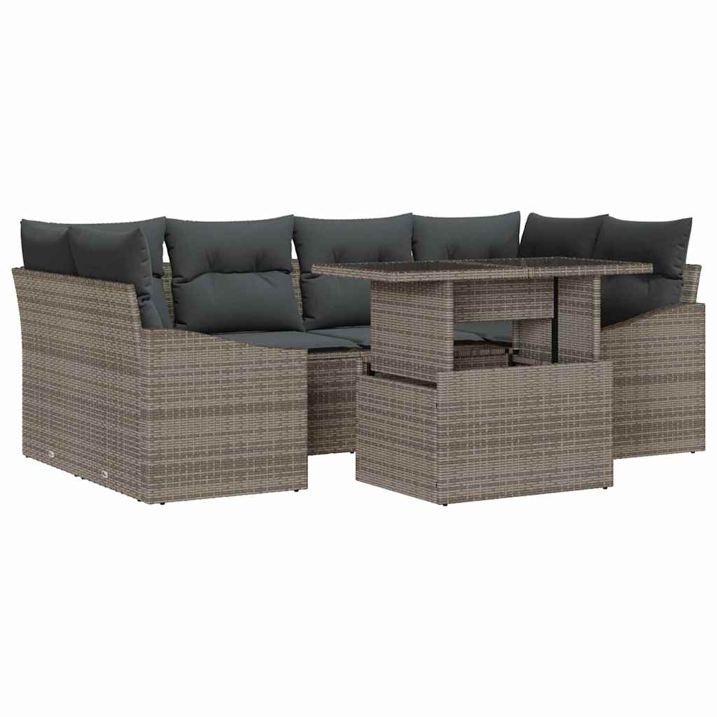 Garten-Sofa-Set mit Kissen 7 pcs Grau 100 x 55 x 73 cm