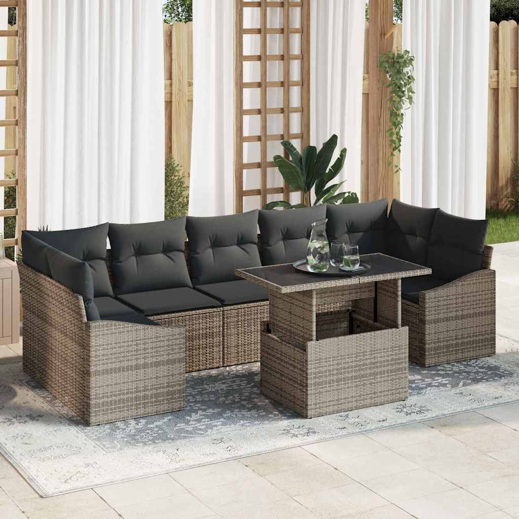 Garten-Sofa-Set mit Kissen 8 pcs Grau 100 x 55 x 73 cm