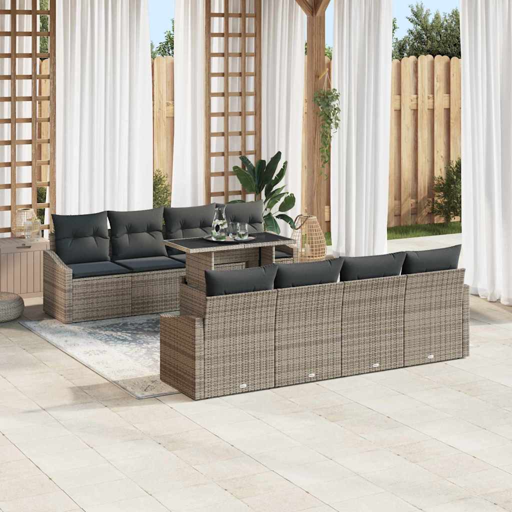Garten-Sofa-Set mit Kissen 7 pcs Grau 100 x 55 x 73 cm