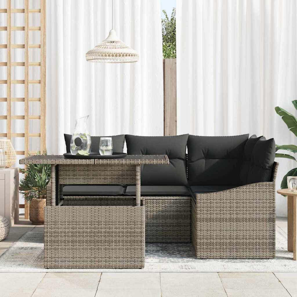 Garten-Sofa-Set mit Kissen 5 pcs Grau 100 x 55 x 73 cm