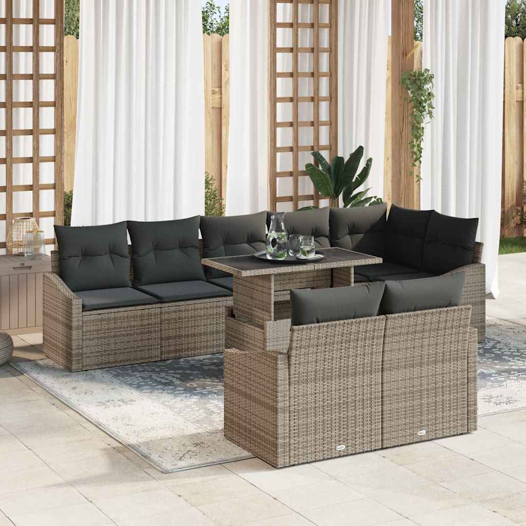 Garten-Sofa-Set mit Kissen 9 pcs Grau 100 x 55 x 73 cm