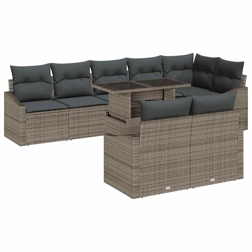 Garten-Sofa-Set mit Kissen 9 pcs Grau 100 x 55 x 73 cm