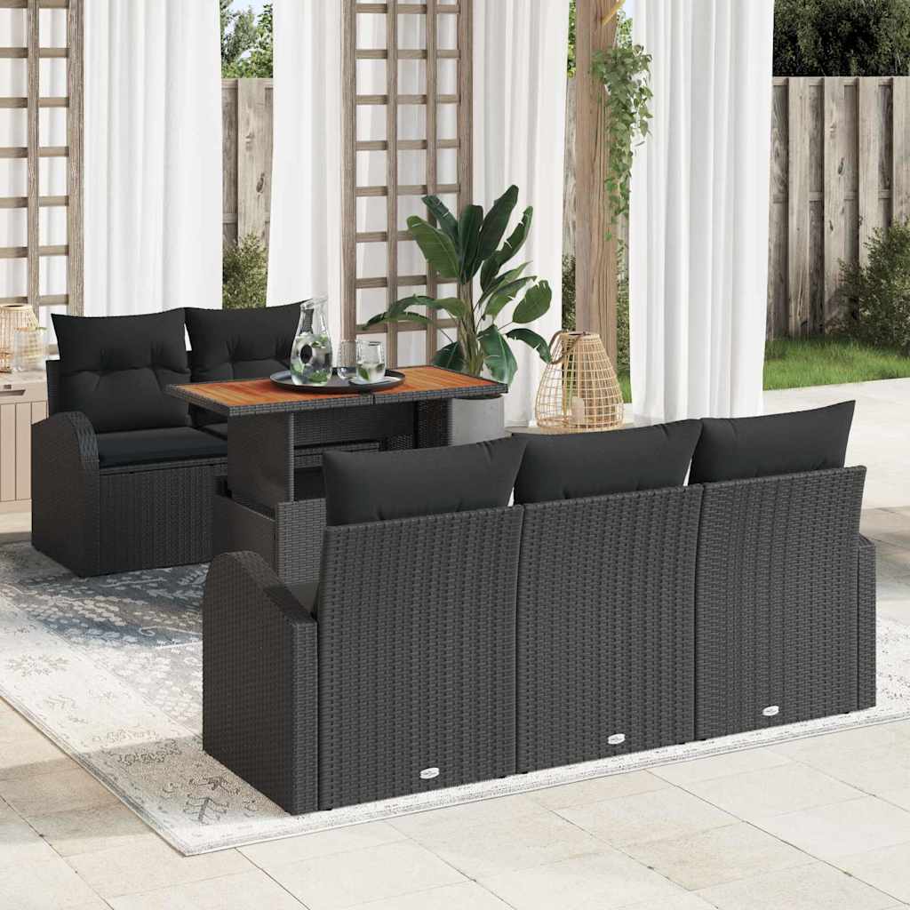 Garten-Sofa-Set mit Kissen 6 pcs Schwarz 100 x 55 x 73 cm