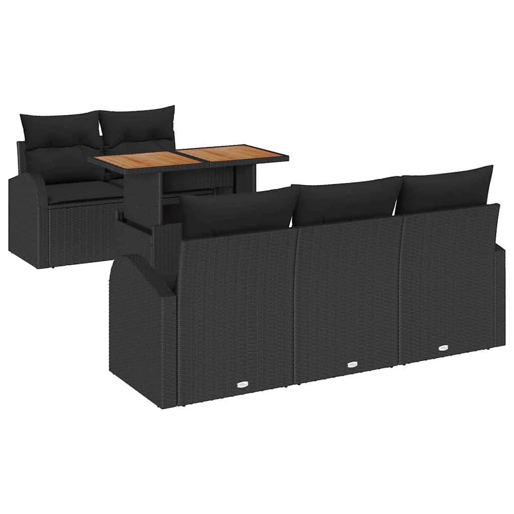 Garten-Sofa-Set mit Kissen 6 pcs Schwarz 100 x 55 x 73 cm