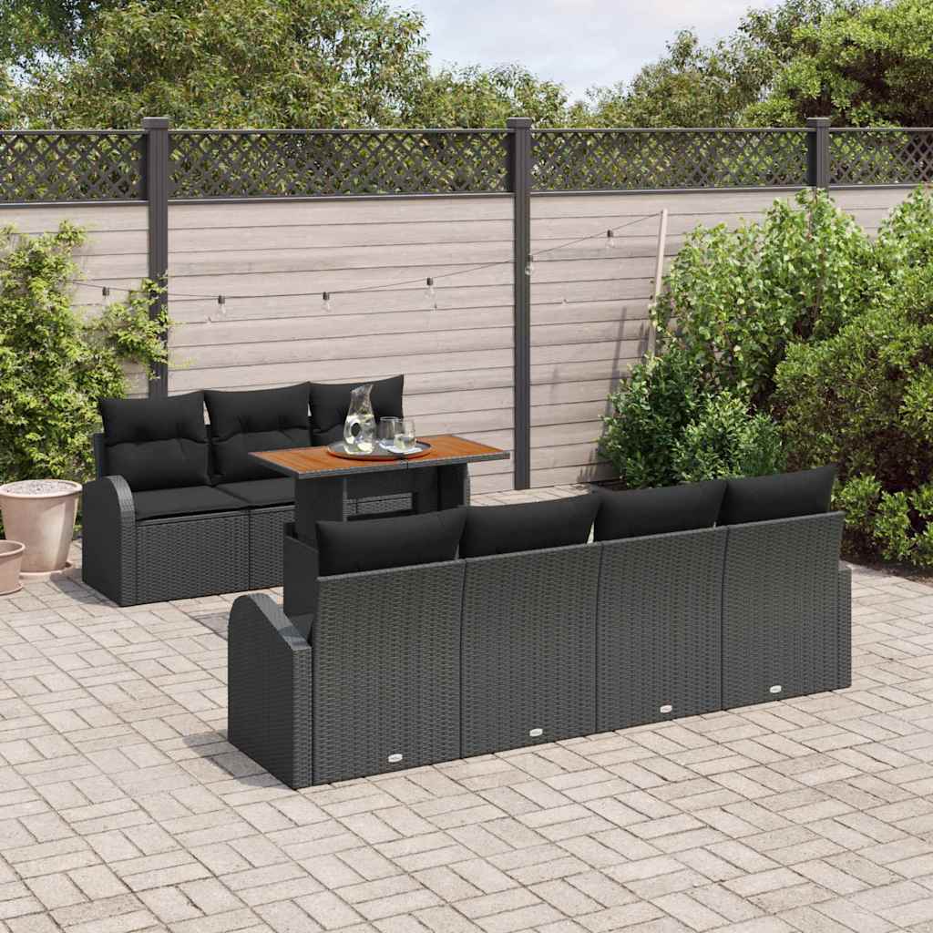 Garten-Sofa-Set mit Kissen 8 pcs Schwarz 100 x 55 x 73 cm