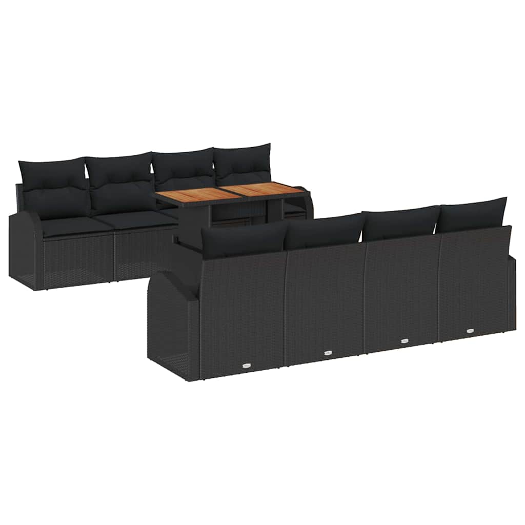 Garten-Sofa-Set mit Kissen 7 pcs Schwarz 100 x 55 x 73 cm