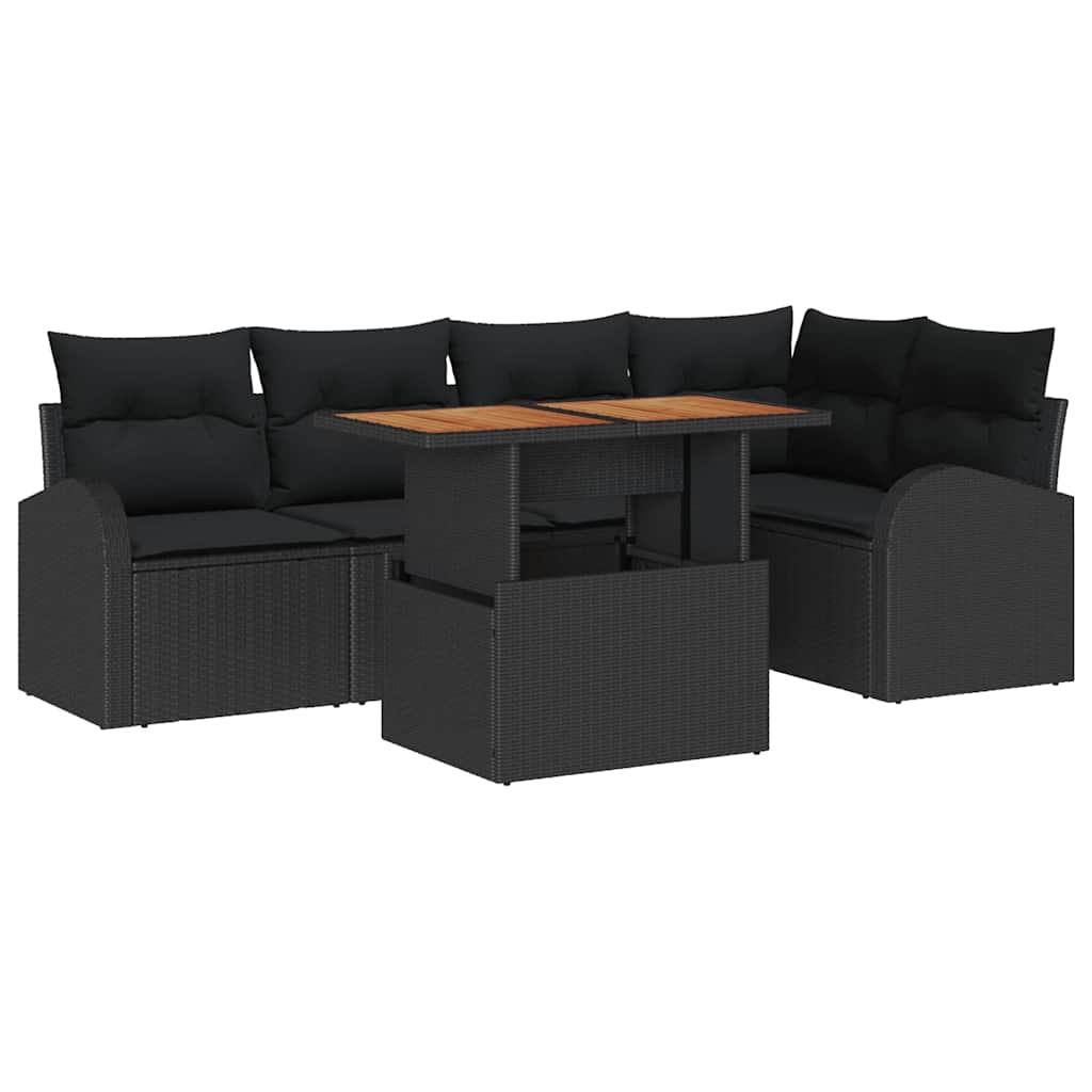Garten-Sofa-Set mit Kissen 6 pcs Schwarz 100 x 55 x 73 cm