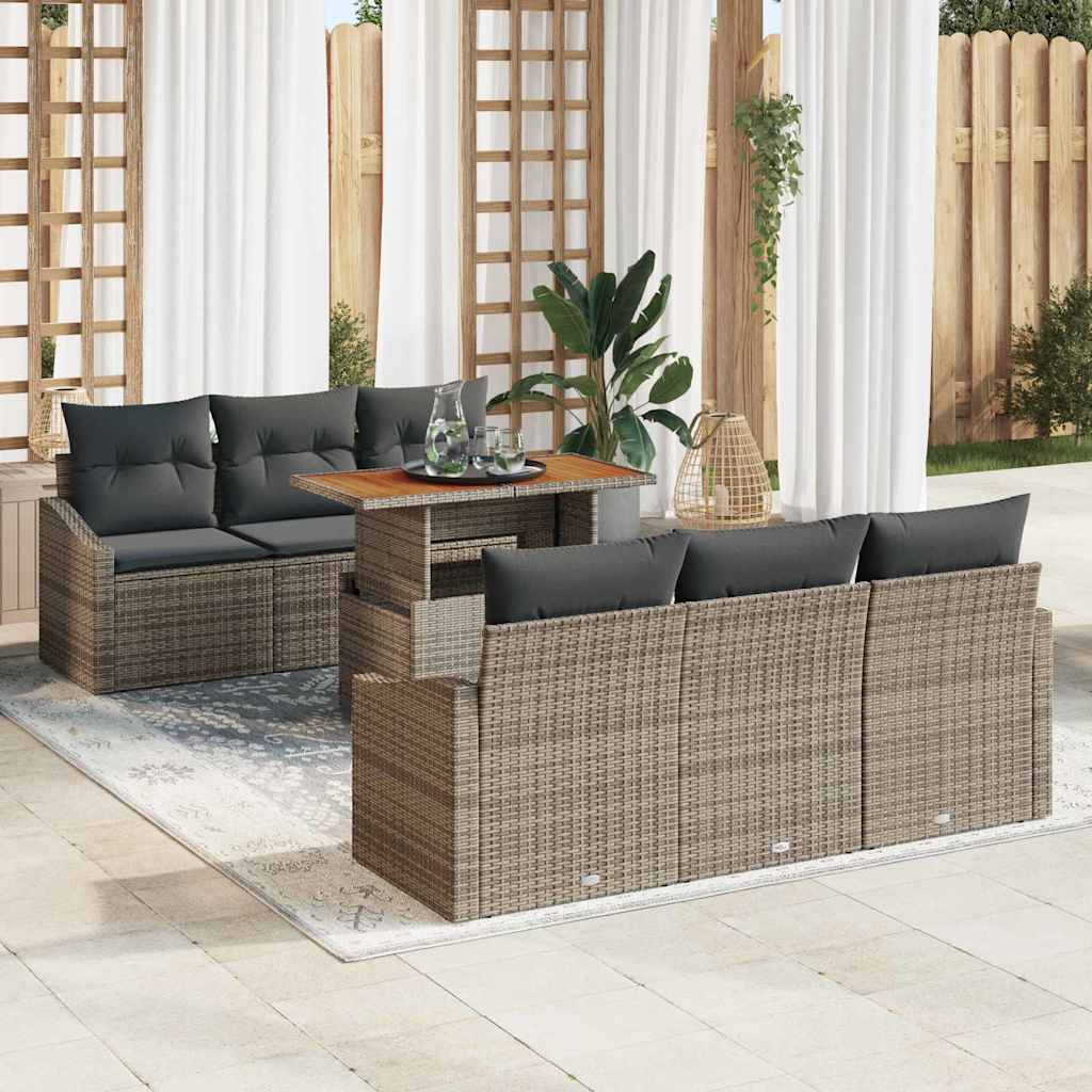 Garten-Sofa-Set mit Kissen Grau, Braun 100 x 55 x 73 cm